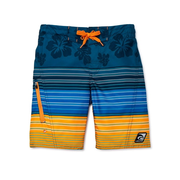 Laguna - Laguna Boys 8-20 UPF 50 Tropical Stripe Zippered Pocket Swim ...