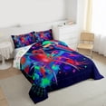 thumbnail image 3 of Gaming Full Size Comforter Sets - Gamer Comforter Full Size Bedding Set, Ghost Spider Web Halloween Decorations Red Blue Green Gamer Room Decor, 3 of 7