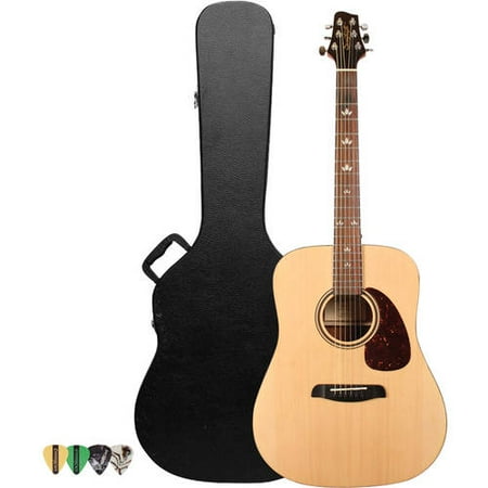 Sawtooth Beginner's Acoustic Dreadnought Guitar Kit with Custom Black Pickguard, Includes ChromaCast Hard Case and Pick Sampler, Natural Finish