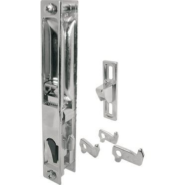 Sliding Door Handle Set, 6-5/8 in, Diecast, Chrome, Hook Style, Flush Mount, 1 Set