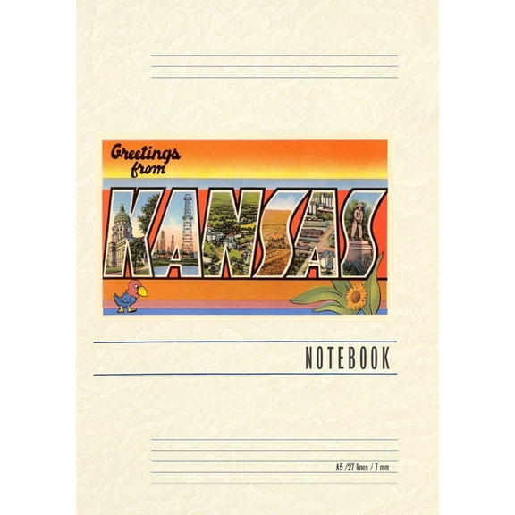 Vintage Lined Notebook Greetings from Kansas, (Paperback)