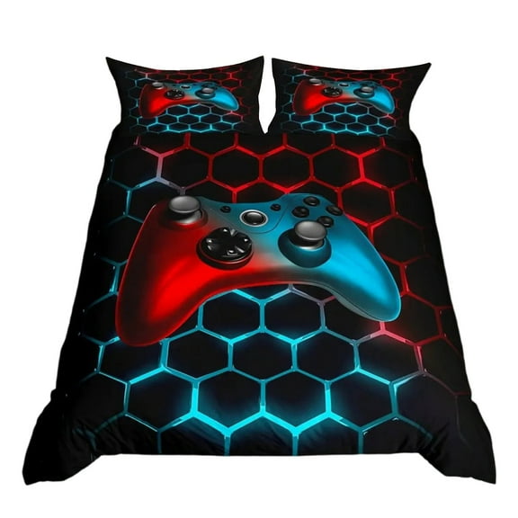 RGASUIJ Gaming Comforter Set Twin Size For Boys Kids Teens Bedroom Gamepad Bedding Set All Season Comfrt