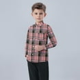 thumbnail image 5 of HOMADLES Boys Long Sleeve Shirts Plaid Print School Uniform Button Down Dress Shirt, Uniform Shirt Pink 5 T, 5 of 7