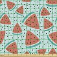 thumbnail image 2 of Ambesonne Fruit Fabric by the Yard Upholstery, Watermelon Slices, 1 Yard, Coral Pale Blue, 2 of 5