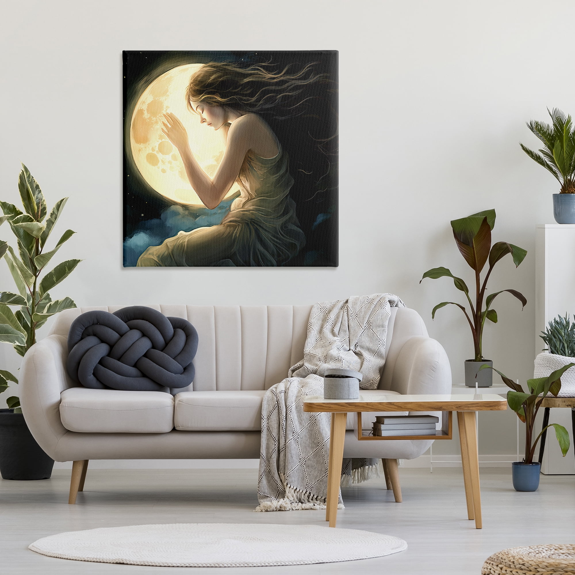 Ethereal Moon Love Canvas Wall Art, design by Sasha