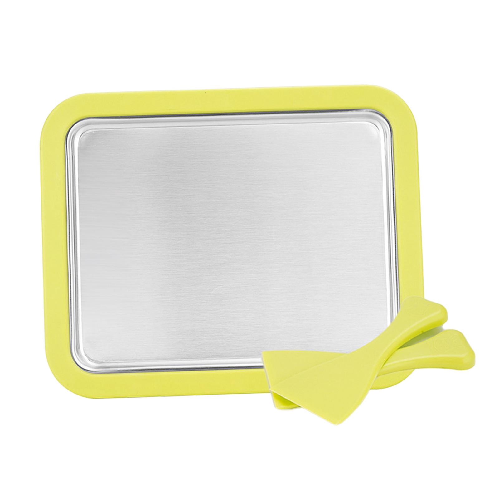 Fiocias DIY Ice Cream Maker Easy to Use Stainless Steel for Home Freezer Plate Anti Slip Yellow