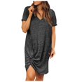 thumbnail image 1 of B91xZ Robes d'Été pour Femmes Décontractées Col en V Profond Manches Courtes Longue Robe de Soirée Maxi Robes de Mariage, Gris Foncé S, 1 of 4