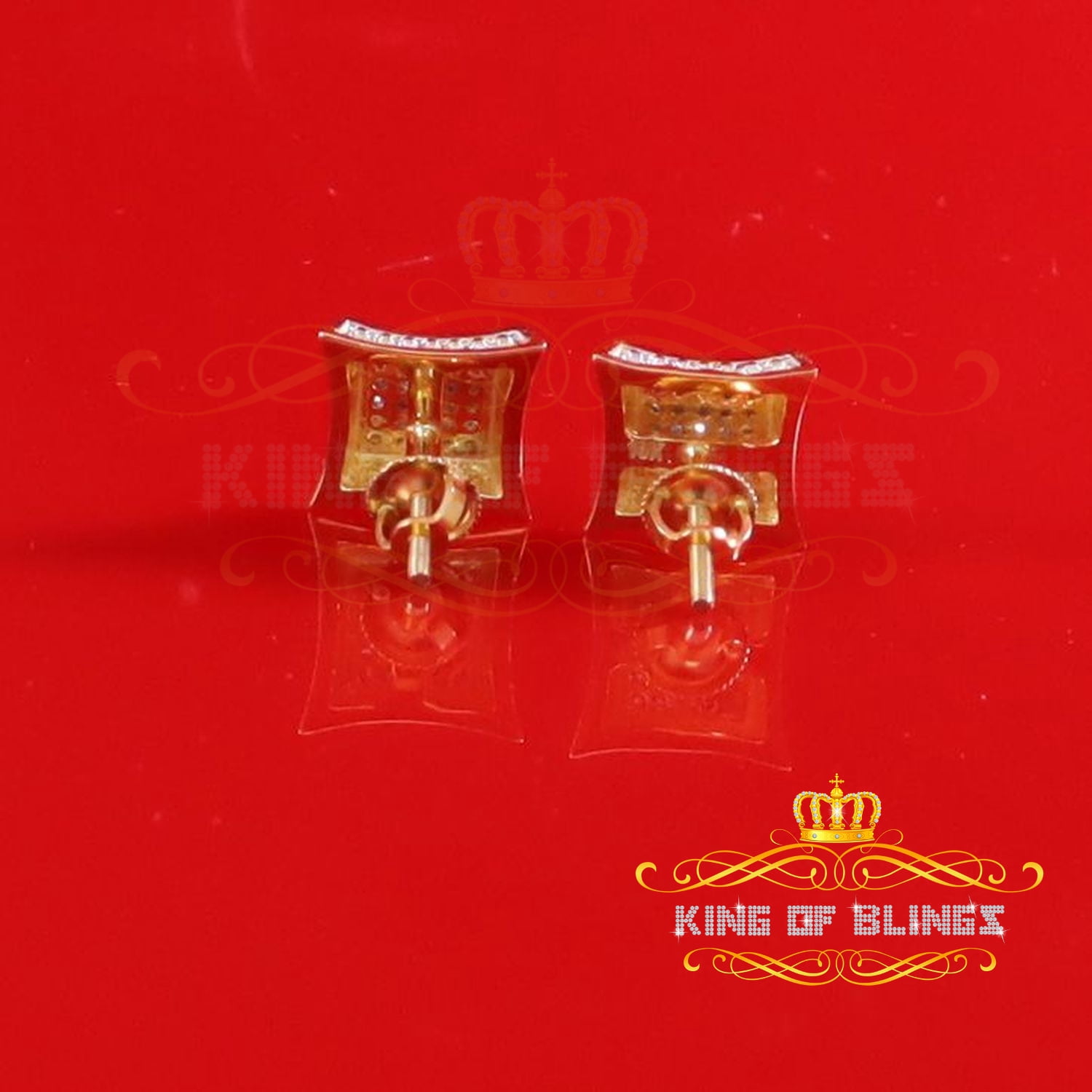 King of Bling's 10K Yellow Real Gold with Real 0.20ct Diamond Men's/Women's Square Stud earrings