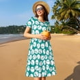 thumbnail image 4 of Fotbe Green Baseball Vestido Largo de Moda para Mujer, Vestido Tipo Camiseta con Manga Corta y Estilo Casual a Rayas y Bloques de Color, 4 of 6