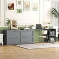 thumbnail image 3 of Tabaray Modern Murphy Bed with Movable Desk, Solid Wood Queen Size Foldable Platform Bed with 2 Storage for Teens Adults Bedroom, Maximize Space Savings (Gray), 3 of 18