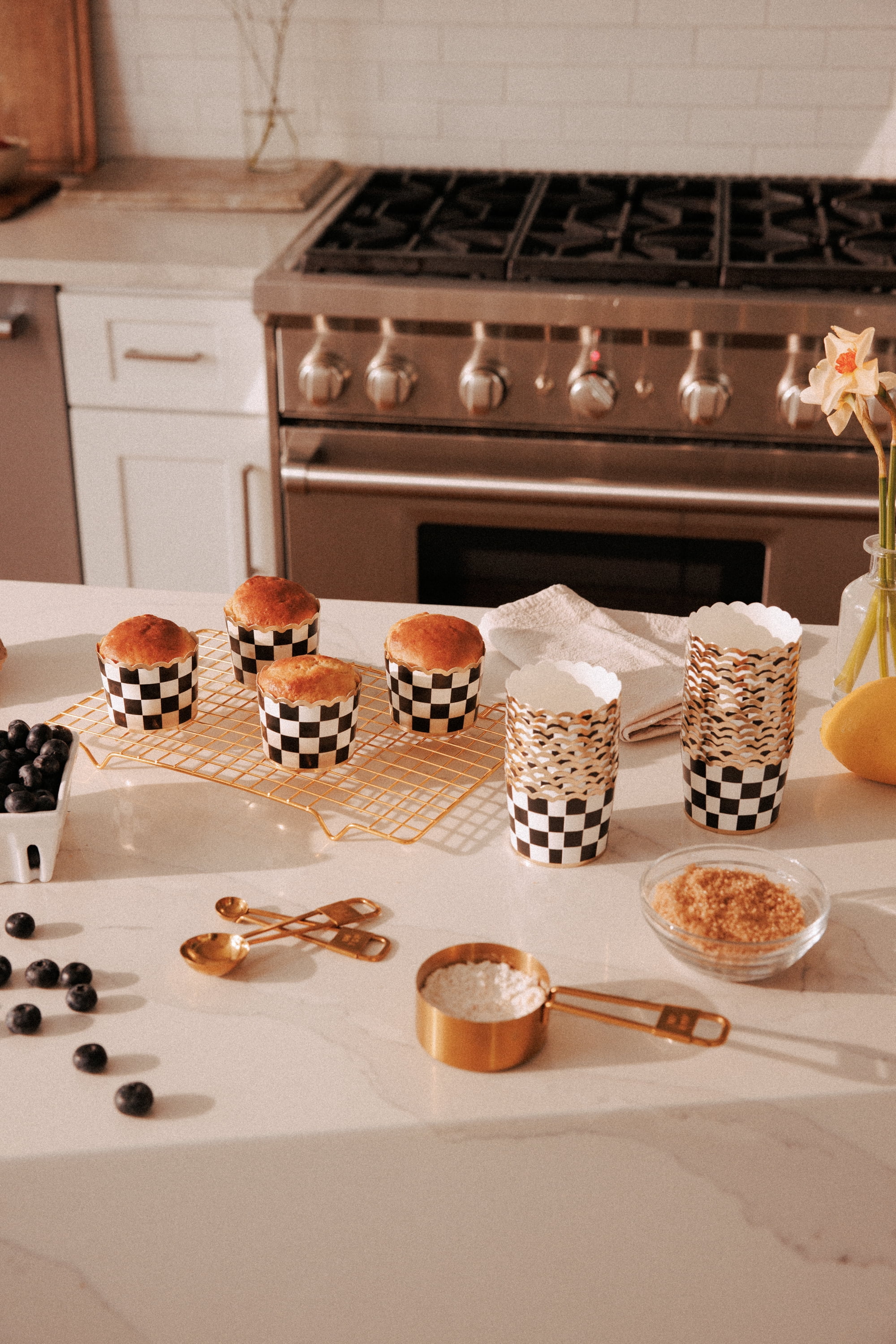 Thyme & Table 30-Piece 5 Oz Paper Baking Cups, Black Checkered