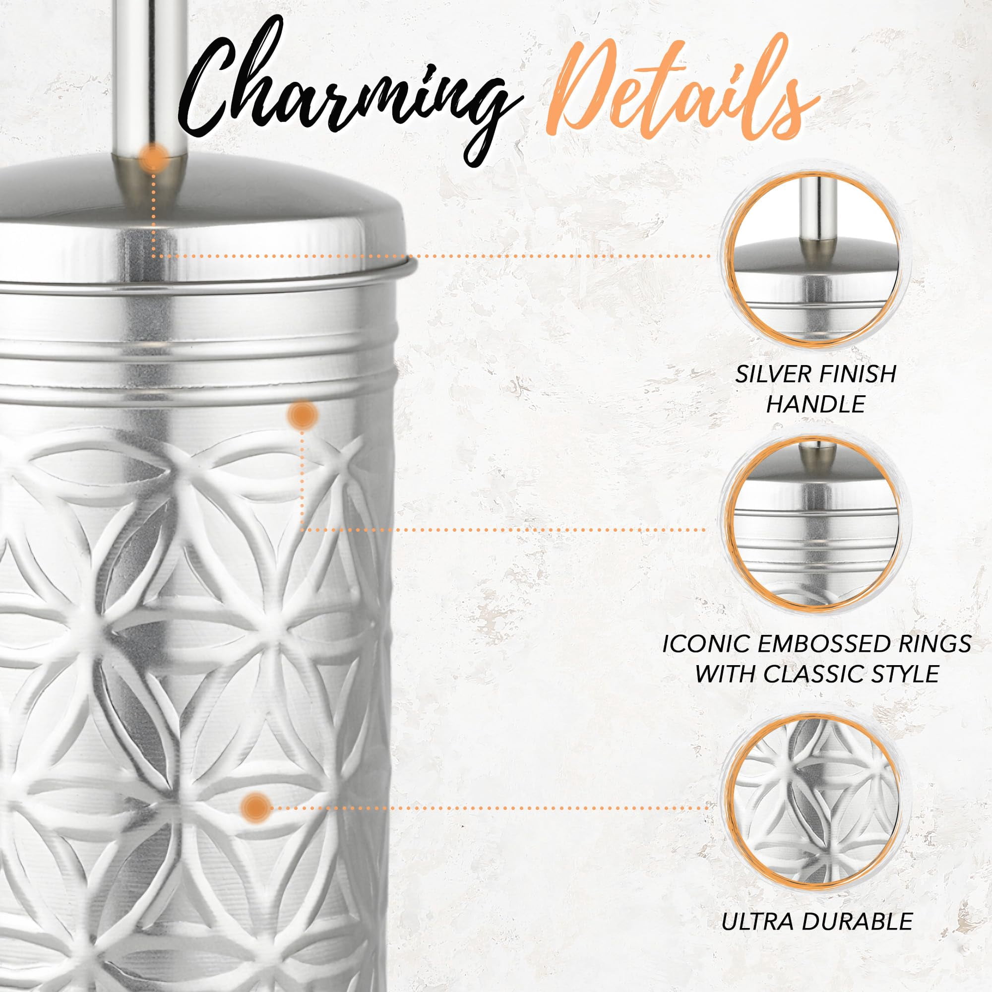 Autumn Alley Nickel Toilet Brush and Holder Set, Standing Toilet Brush Nickel for Modern Bathroom Decor, Toilet Bowl Cleaner Brush Bathroom Accessories