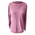thumbnail image 4 of XIAONU Womens Sweatshrits Boat Neck Long Sleeve Loose Fit Sweatshirt Solid Color Casual Comfy Pullover Sport Top Daily Wear Pink XL, 4 of 5