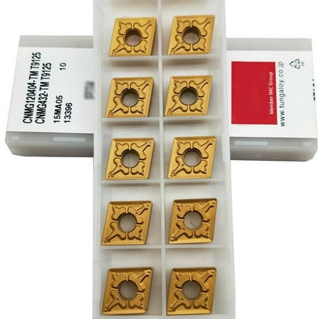 

BLUESON 10Pcs New Cnmg432-Tf Cnmg120404-Tm T9125 Cnc Carbide Insert Lathe Tool For Steel