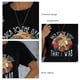 thumbnail image 5 of Camiseta de verano para mujer, de manga corta, cuello redondo, letras estampadas, transpirable y holgada, color negro, 5 of 6