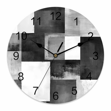 Wall Clock Black Plaid Clocks PVC Silent Non Ticking Battery Operated Decorative Abstract Art Color Block Wall Clock Black Plaid Clocks PVC Silent Non Ticking Battery Operated Decorative Abstract Art Color
