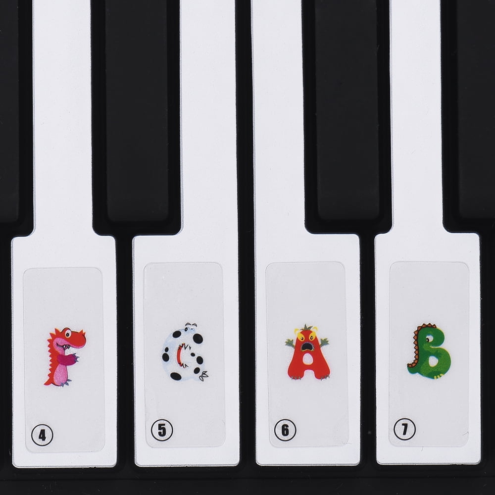 61 key piano keyboard colorful cartoon music note stickers removable