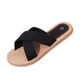 thumbnail image 3 of Women Woven Slipper Summer Stylish Casual Comfortable Lightweight Non-Slip Flat Sandals For Vacation (6.5, Black), 3 of 9
