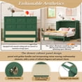 thumbnail image 4 of Full Size Murphy Bed with Storage Drawers, Space Saving Wall Bed with Rattan Design, Fold Down Cabinet Bed for Small Spaces, Green, 4 of 8