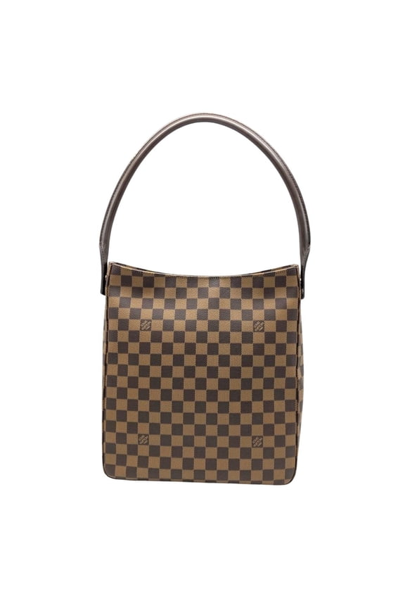 Pre-Owned Louis Vuitton Looping GM Shoulder Bag, Damier Ebene, N51144, Brown with Gold...