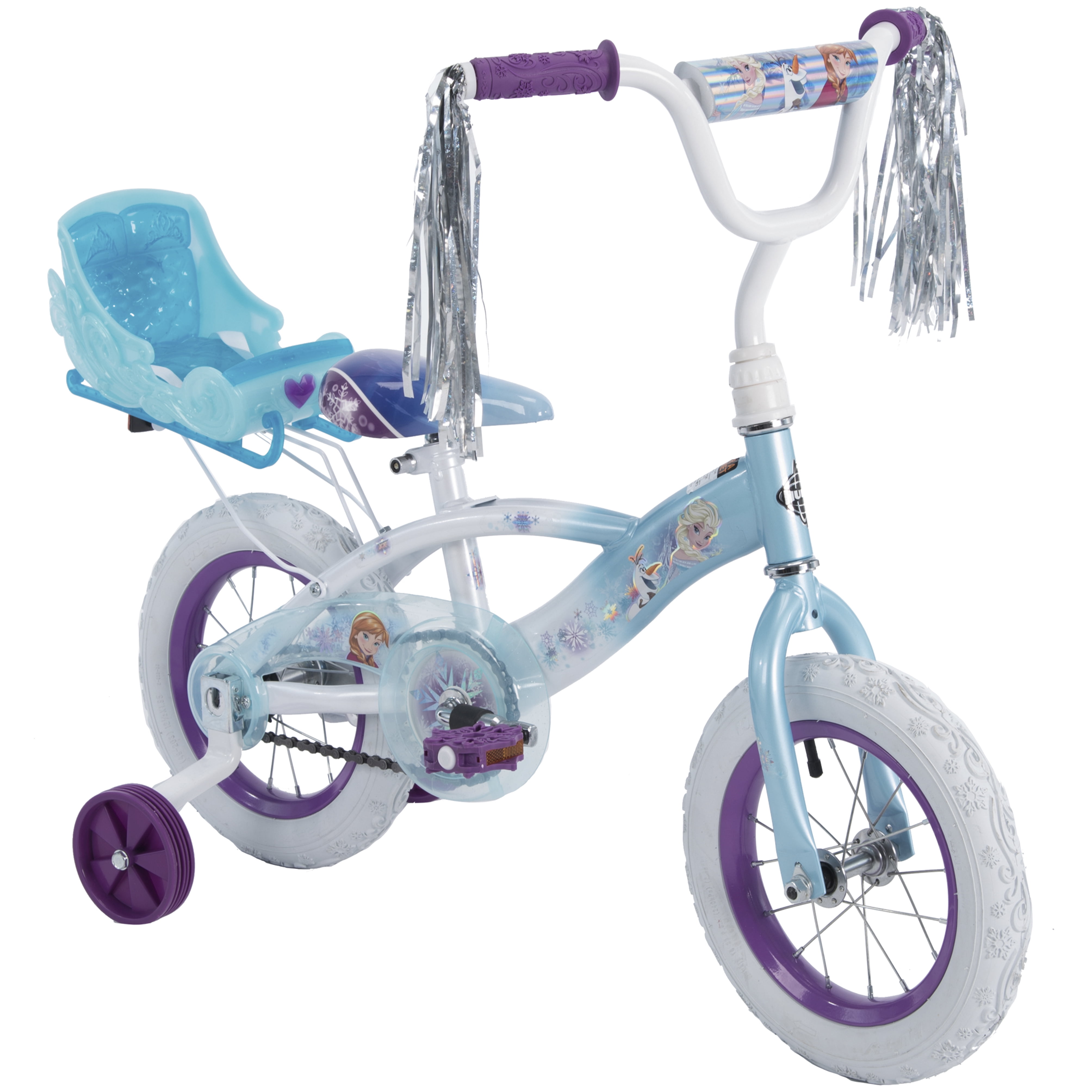 by Huffy Disney Frozen 12" Girls' EZ Build Bike with Sleigh Doll Carrier