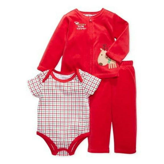 First Impressions Infant Boy Red Velour Reindeer Outfit Pants Shirt Sweater 18m