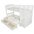 thumbnail image 6 of Stairway Bunk Beds Twin Over Full with Storage Shelves and 2 Under Bed Drawers Convertible Bottom Bed, 6 of 7