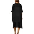 thumbnail image 6 of Ahabrexf Open Front Knit Cover Up for Women Black Chiffon Fabric Loose Fit Long Tunic Batwing Sleeves 1Pc, 6 of 9