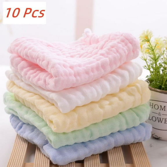 10 Pack Baby Muslin Washcloths,Towel Set for Bathroom, Hotel, Spa, Kitchen, Multi-Purpose Extra Soft Newborn Baby Face Towel