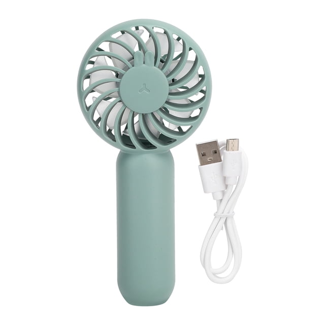 Ventilador portátil de mano con carga USB, ventilador de viaje bonito ajustable de 3 velocidades, color verde y negro