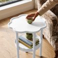 thumbnail image 4 of 2-Tier Small End Table Petal Edge Nightstand Portable Flower Shaped Side Table For Living Room White, 4 of 8