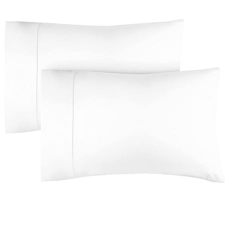 CGK Linens 100% Cotton 400 Thread Count Pillowcases Set of 2 - King Size Breathable & Soft Sateen Pillow Covers White