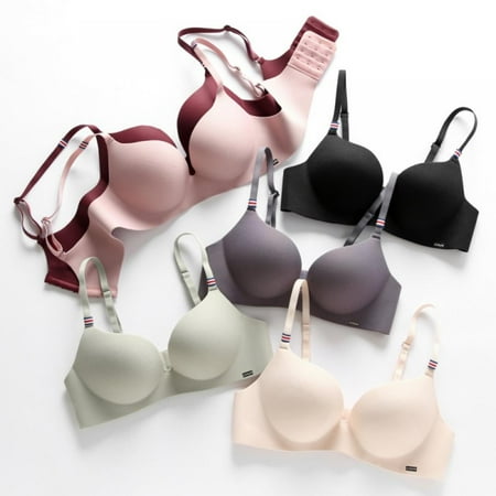 

Women Smooth Seamless Bra 3/4 Cup Bra Solid Color Stretch Padded Bra Gray 32C-38C