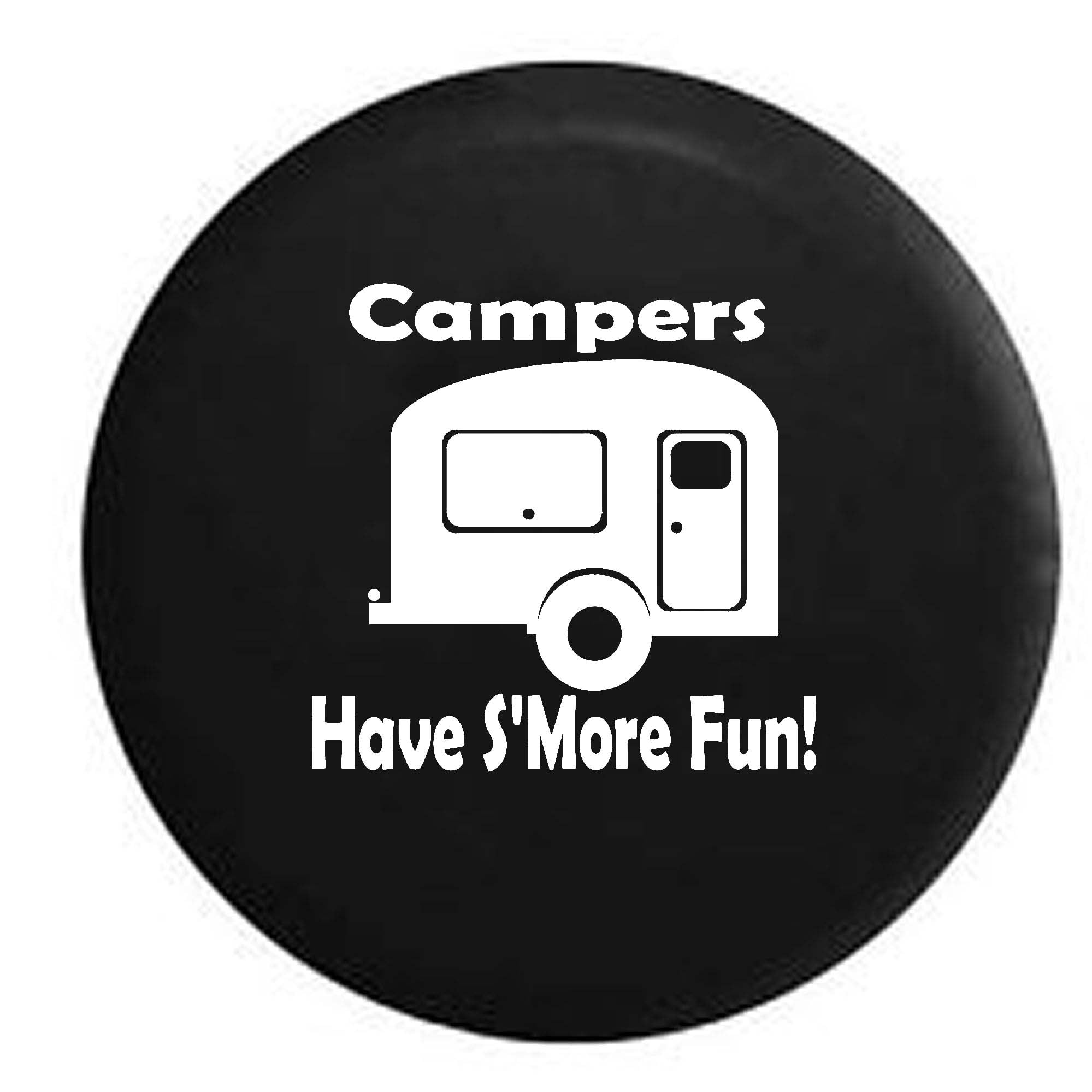 Campers Have S'more Fun Camping Travel Trailer Spare Tire Cover Vinyl Black 31 in Campers Have S'more Fun Camping Travel Trailer Spare Tire Cover Vinyl Black 31 in