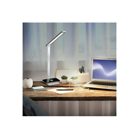 OttLite - Entice LED Desk Lamp with Wireless Charging - Silver