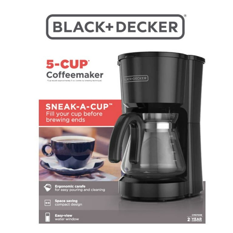 BLACK DECKER 5 Cup Coffee Maker Compact Design Black CM0700B