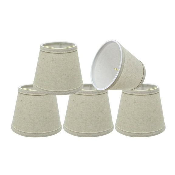 Aspen Creative 32861-5 Small Hardback Empire Shape Chandelier Clip-On Lamp Shade Set (5 Pack), Transitional Design in Light Grey, 5" bottom width (4" x 6" x 5")