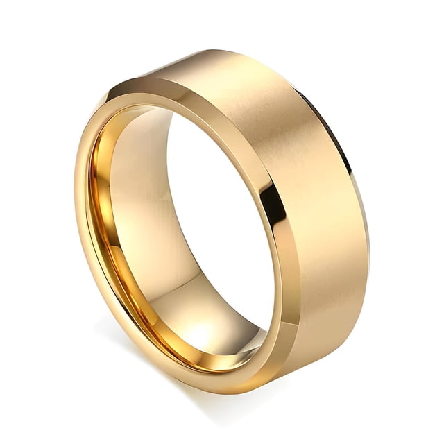 Anillo de hombre estilo Simple boda compromiso joyería ornamento Color sólido hombre dedos anillos moda decoración accesorio Festival regalo Ropa, zapatos y accesorios Miscelánea Dorado Nº 8 Qarigey AP014419-01