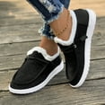 thumbnail image 5 of Winter Shoes Women Fleece Lined Low-Top Slip Ons Comfortable Flats Fur Lace Up Loafers Casual Canvas Sneakers, 5 of 6