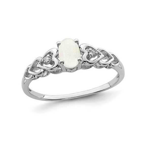 Gem & Harmony Lab-Created 1/4 Carat (Ctw) Opal Sterling Silver Heart Ring for Women