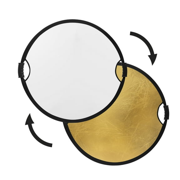 Glow Circular Collapsible Reflector with Handles (22", Gold/White)
