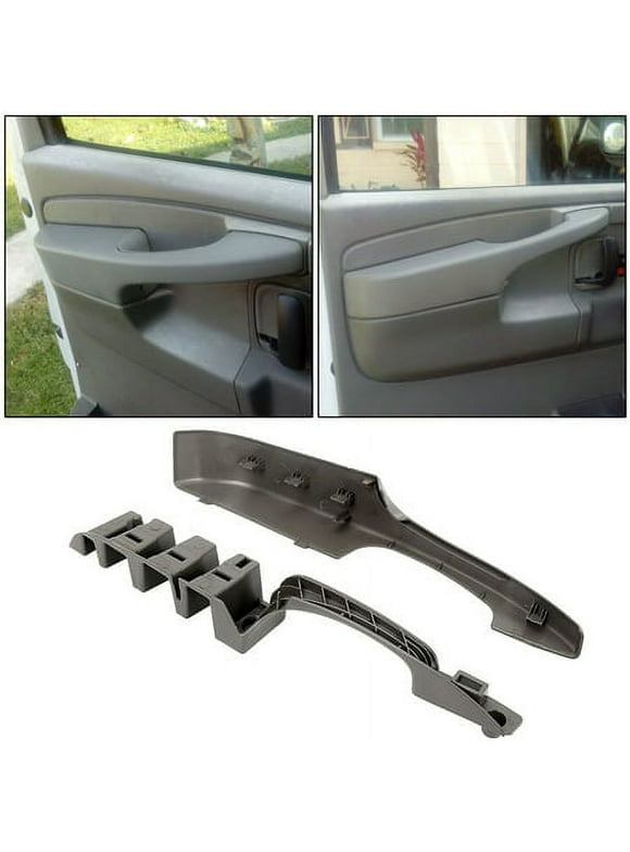 Kojem Inside Driver Side Front Left Door Pull Handle Complete Armrest Pewter for Chevy Express GMC Savana 2003-2019 1500 2500 3500 Replaces 10388387 15817114 25750064 10388390