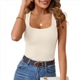 thumbnail image 1 of Camiseta Sin Mangas de Punto Acanalado Informal con Cuello Cuadrado de Verano para Mujer, , Talla XXL, 1 of 6