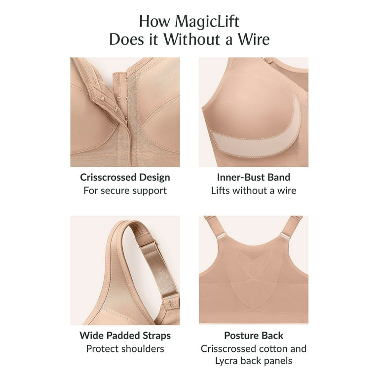 Glamorise MagicLift Front-Closure Posture Back Wirefree Bra 1265 (Women's &  Women's Plus)