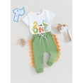 thumbnail image 2 of Toddler Baby Boy Birthday Outfit 1st-5th Dinosaur Print Romper/Shirt Pant Set 1 2 3 4 5 Years Old Birthday Clothes, 2 of 7
