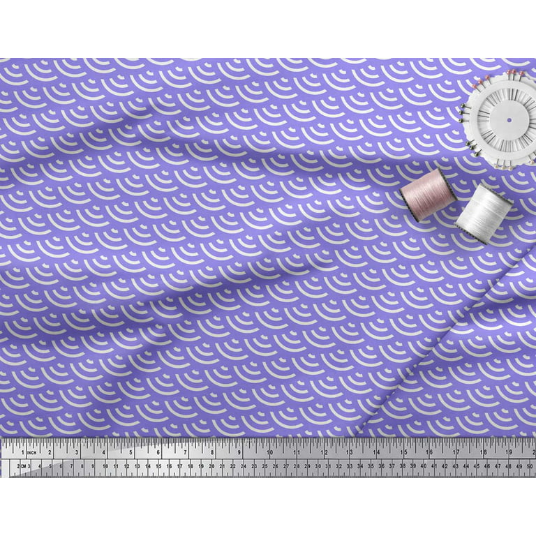 Soimoi Blue Rayon Fabric Cross & Geometric Print Sewing Fabric