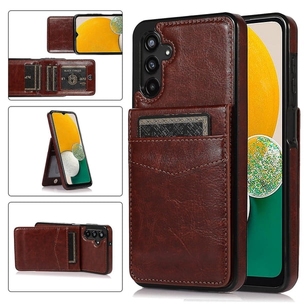 Funda de piel sintética estilo empresarial para Samsung A21 con tarjetero, función billetera, función atril y protección contra caídas.