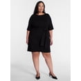 thumbnail image 2 of Terra & Sky Women's Plus Tie Waist Mini Sweater Dress with Short Sleeves, Sizes 0X-5X, 2 of 5