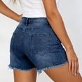 thumbnail image 4 of Yifymode Jean Shorts Womens Summer Mid Rise Stretchy Ripped Denim Shorts Casual Mid Thigh Cut Off Jorts with Pockets,Dark Blue 2XL, 4 of 5
