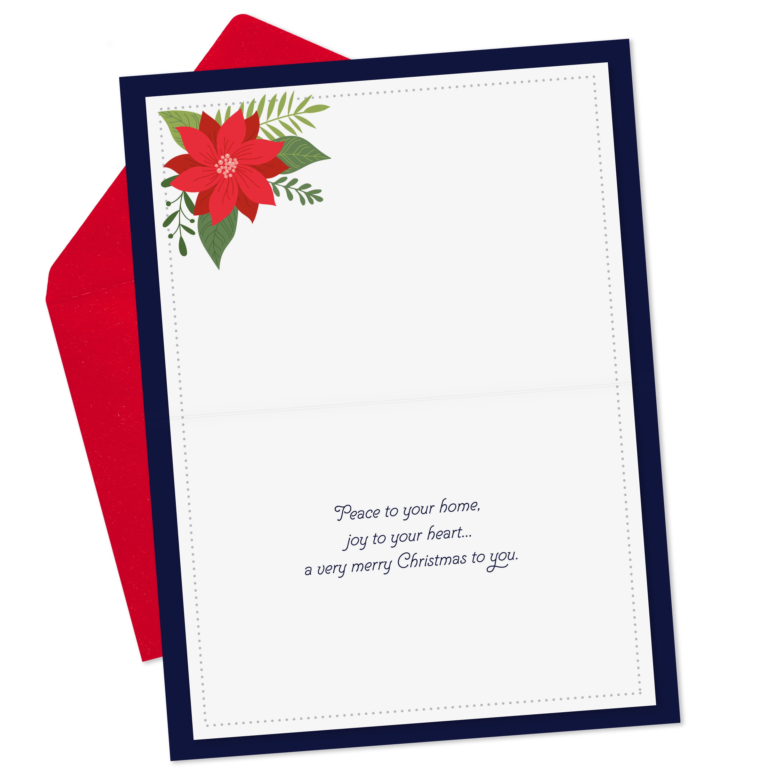 Hallmark Christmas Greeting Card (Peace and Joy Poinsettias and Cardinal)